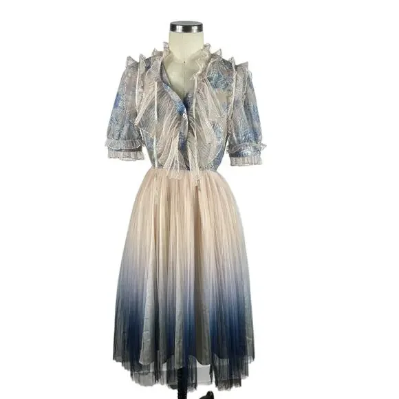 CHICWISH We Know It All Gradient Pleated Mesh Tulle Dress Women's Size Small NWT - Picture 1 of 10